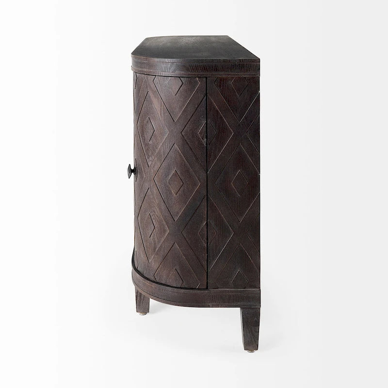 Lennon Beige Fir Veneer 4 Door Cabinet - 47.2L x 15.0W x 33.1H