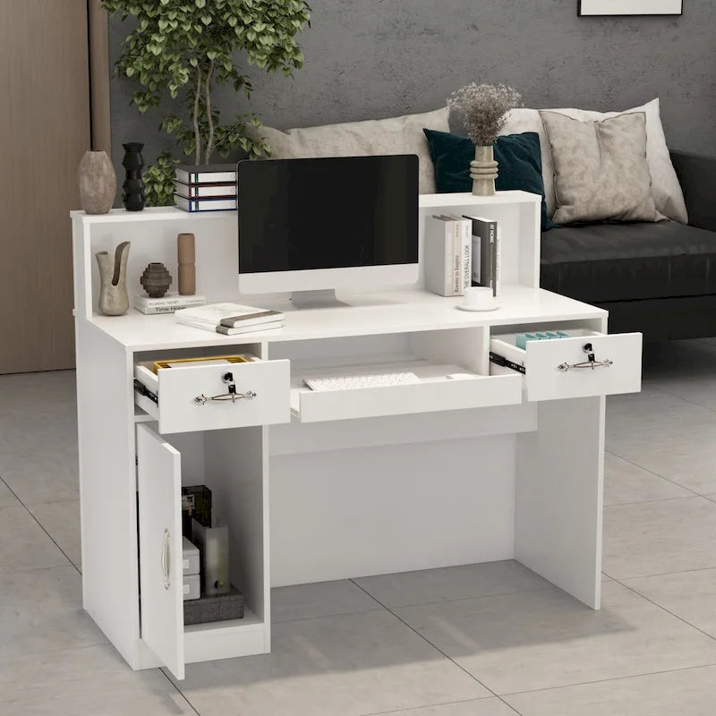 Modern Reception Desk Front Counter Table w/ Decor Light by Timechee