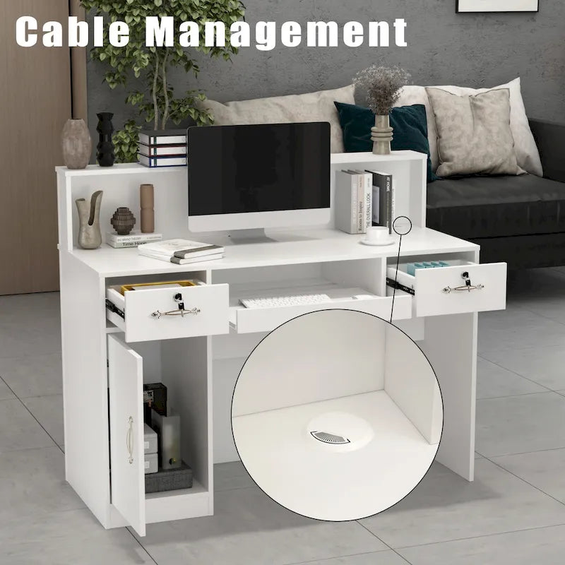 Modern Reception Desk Front Counter Table w/ Decor Light by Timechee