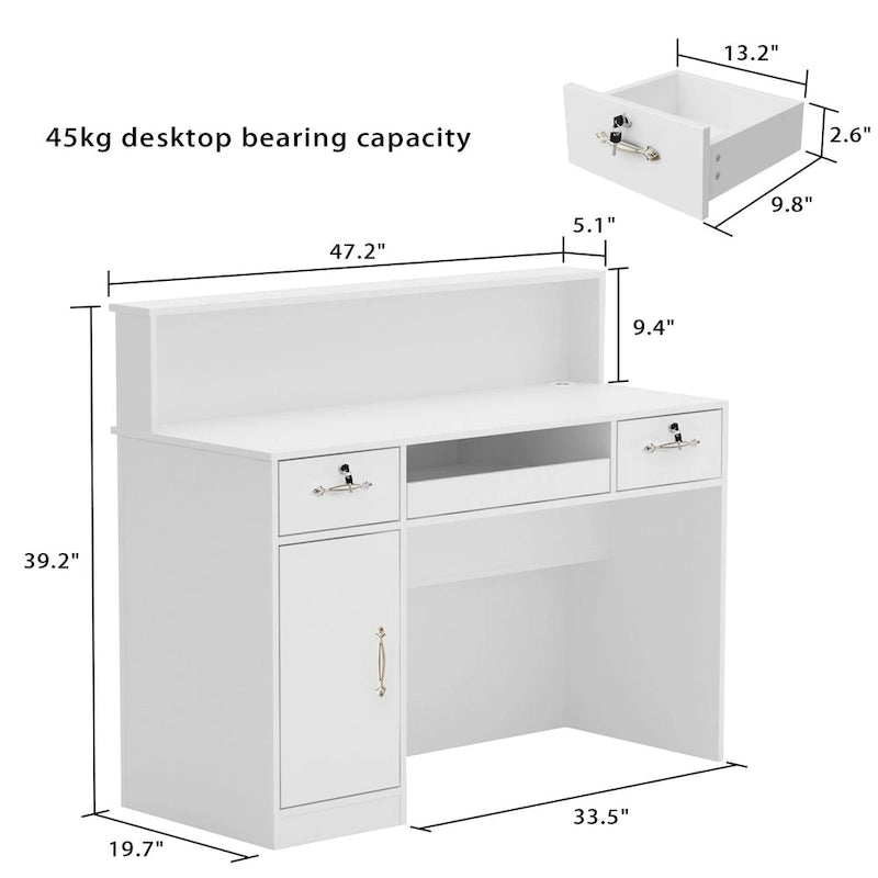 Modern Reception Desk Front Counter Table w/ Decor Light by Timechee