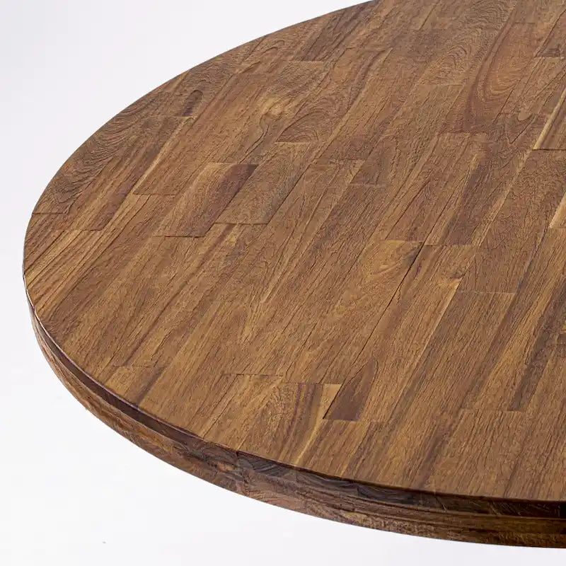 East West Furniture Dining Table Set- a Round Dining Table and Doeskin Parson Chairs, Antique Walnut (Pieces Option)