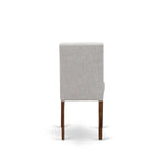 East West Furniture Dining Table Set- a Round Dining Table and Doeskin Parson Chairs, Antique Walnut (Pieces Option)