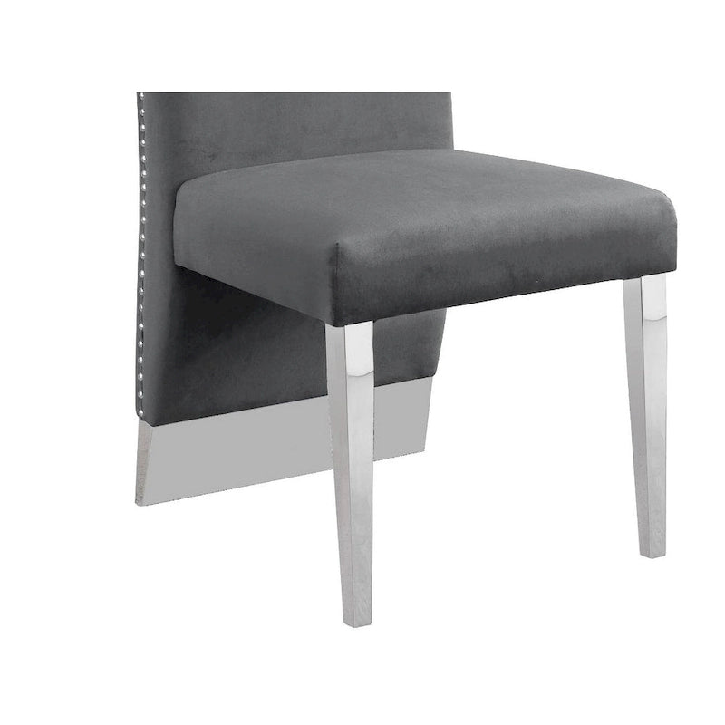Best Quality Furniture Dining Chair includes Pleated Back, Nailhead-Trimmed, Chrome-Legged Chair (Set of 2)
