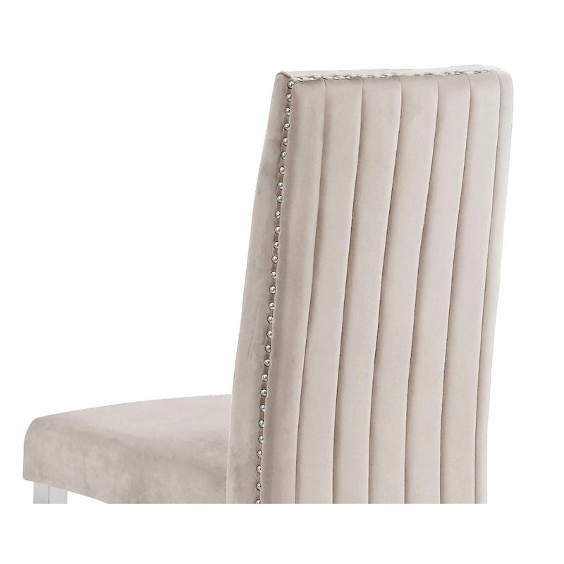 Best Quality Furniture Dining Chair includes Pleated Back, Nailhead-Trimmed, Chrome-Legged Chair (Set of 2)
