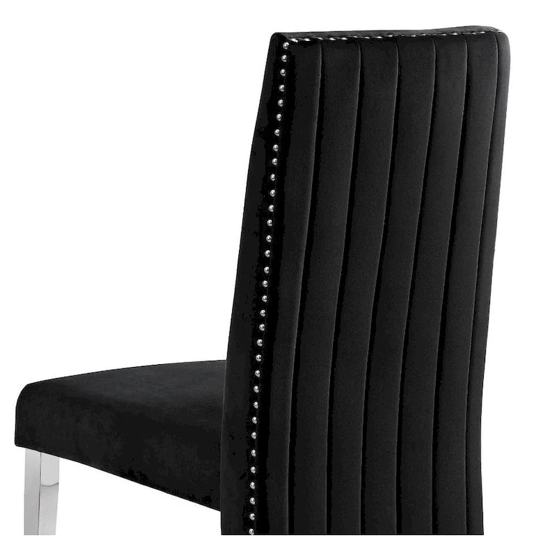 Best Quality Furniture Dining Chair includes Pleated Back, Nailhead-Trimmed, Chrome-Legged Chair (Set of 2)