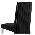 Best Quality Furniture Dining Chair includes Pleated Back, Nailhead-Trimmed, Chrome-Legged Chair (Set of 2)