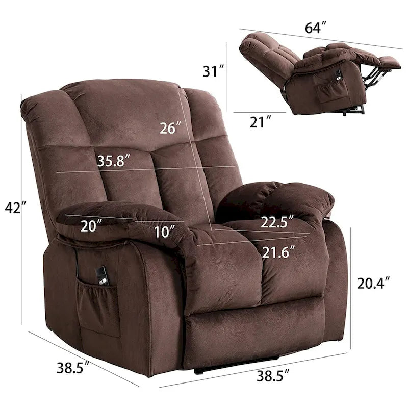 Power Lift Recliner Chair for Elderly, Heavy Duty & Safety Motion Reclining Mechanism-Fabric Sofa Living Room Chair