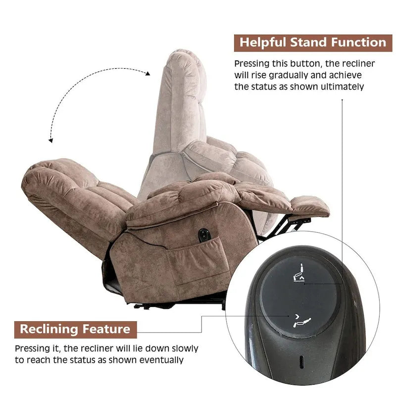 Power Lift Recliner Chair for Elderly, Heavy Duty & Safety Motion Reclining Mechanism-Fabric Sofa Living Room Chair
