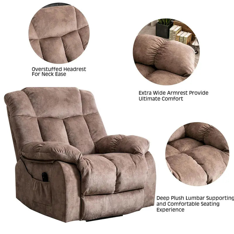 Power Lift Recliner Chair for Elderly, Heavy Duty & Safety Motion Reclining Mechanism-Fabric Sofa Living Room Chair