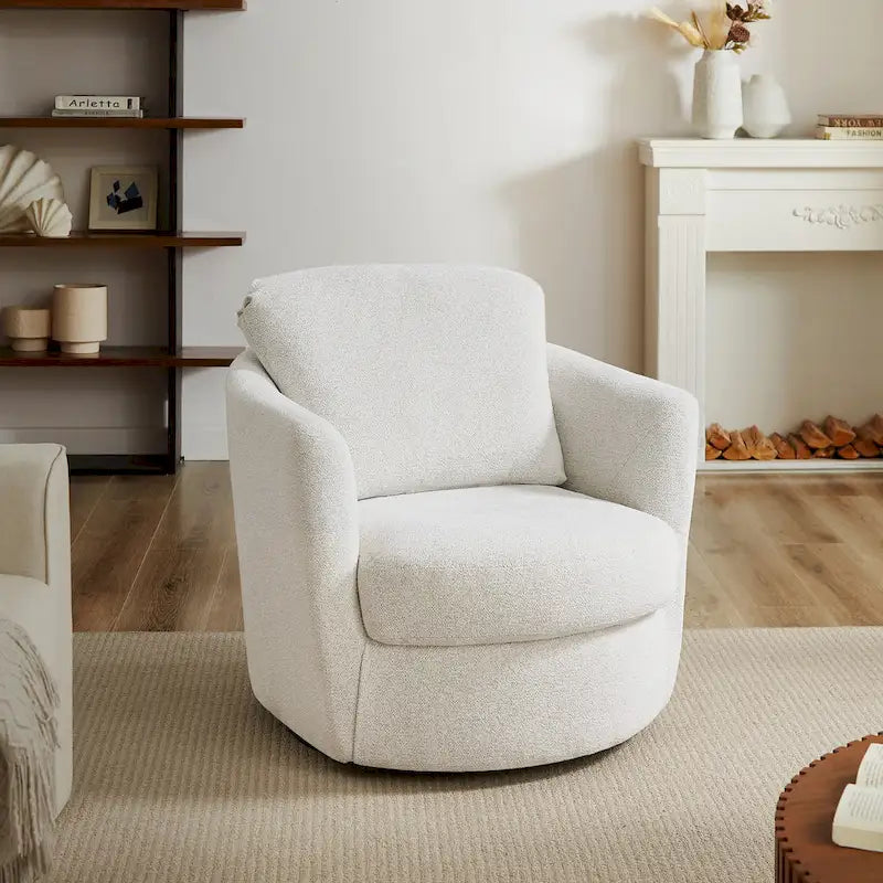 Art Leon Modern Comfortable Corduroy Fabric Swivel Barrel Accent Chair