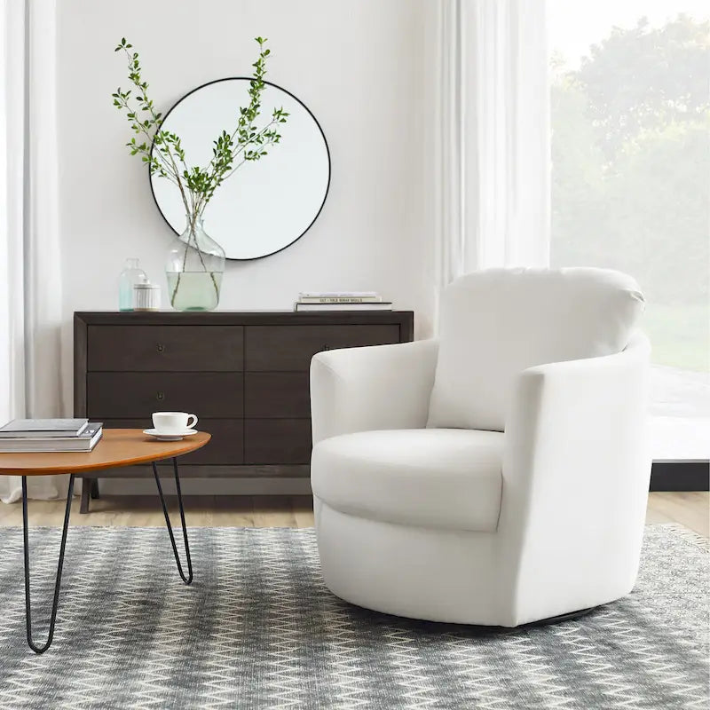 Art Leon Modern Comfortable Corduroy Fabric Swivel Barrel Accent Chair