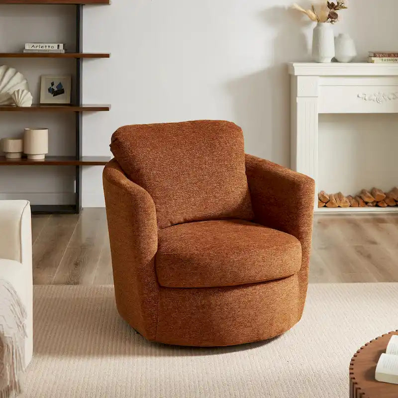 Art Leon Modern Comfortable Corduroy Fabric Swivel Barrel Accent Chair