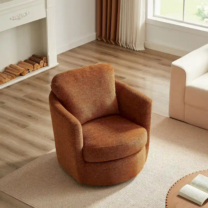 Art Leon Modern Comfortable Corduroy Fabric Swivel Barrel Accent Chair
