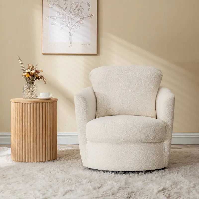 Art Leon Modern Comfortable Corduroy Fabric Swivel Barrel Accent Chair