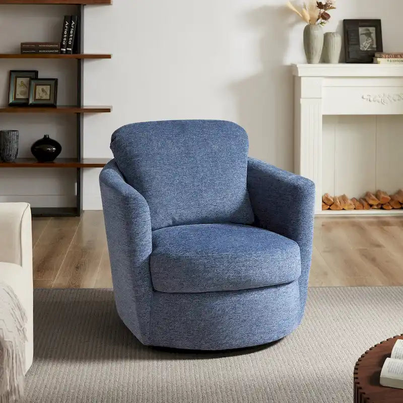 Art Leon Modern Comfortable Corduroy Fabric Swivel Barrel Accent Chair
