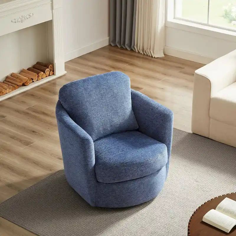 Art Leon Modern Comfortable Corduroy Fabric Swivel Barrel Accent Chair