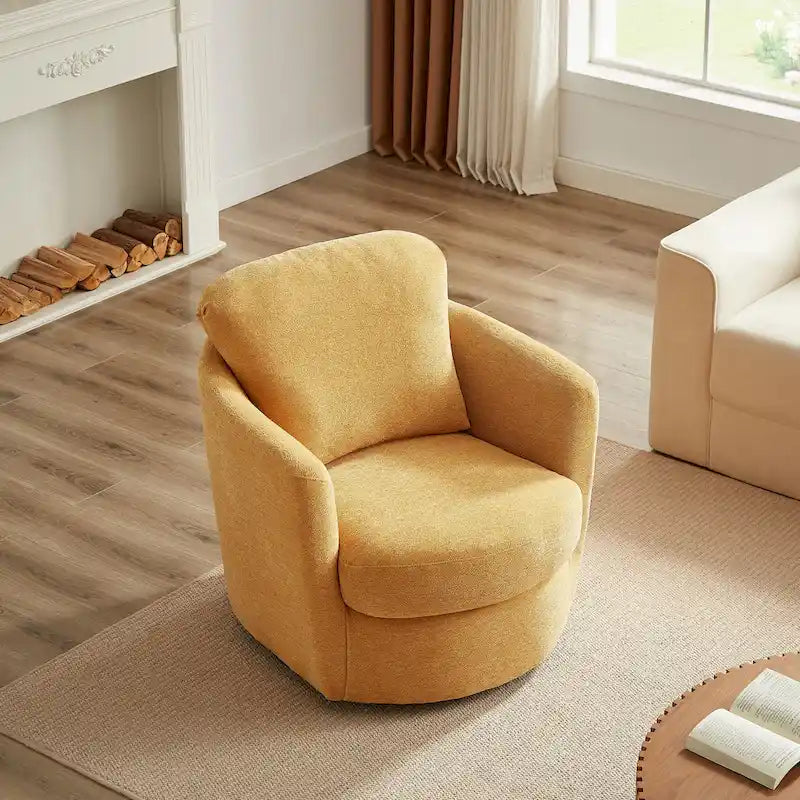Art Leon Modern Comfortable Corduroy Fabric Swivel Barrel Accent Chair