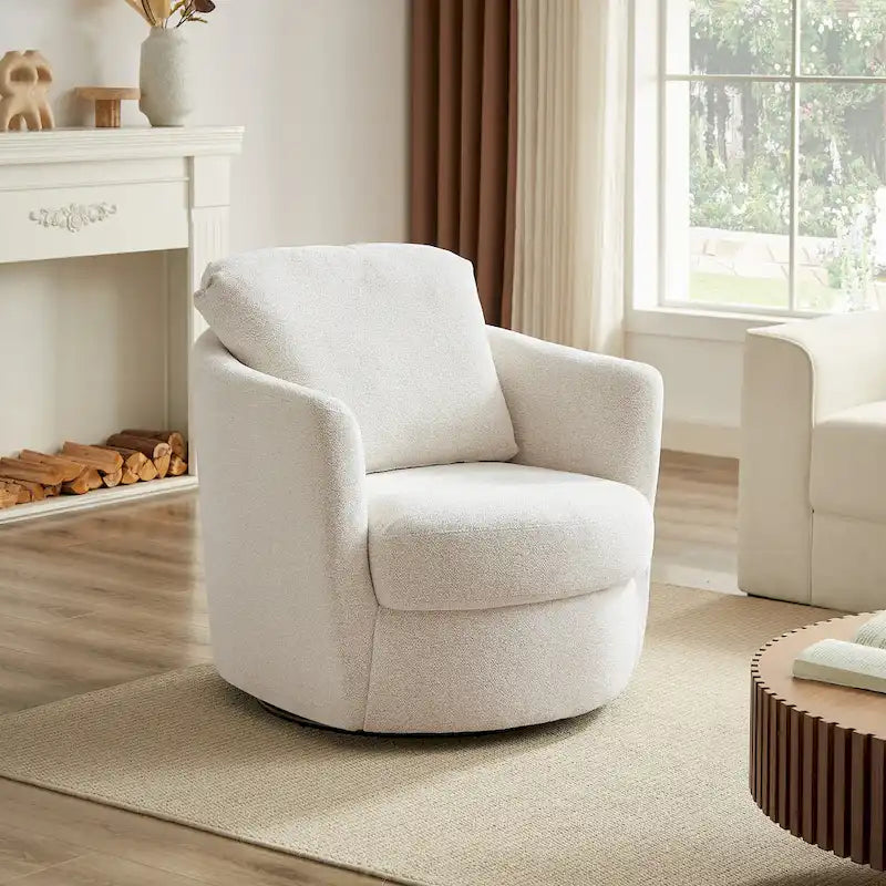 Art Leon Modern Comfortable Corduroy Fabric Swivel Barrel Accent Chair