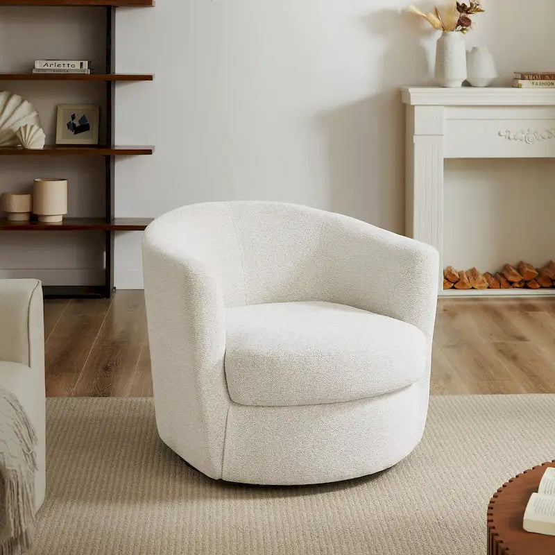 Art Leon Modern Comfortable Corduroy Fabric Swivel Barrel Accent Chair