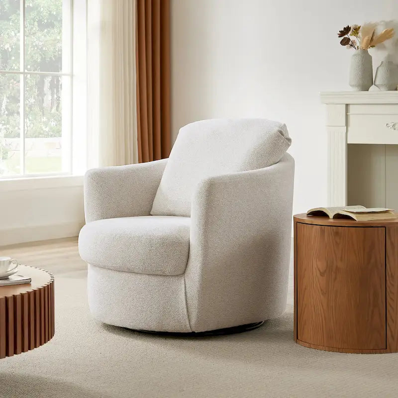 Art Leon Modern Comfortable Corduroy Fabric Swivel Barrel Accent Chair