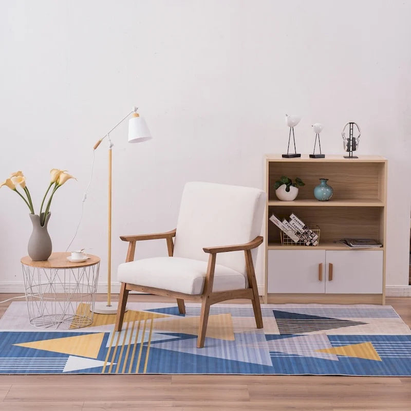 Sedia a sdraio/poltrona/sedia accento singola, schienale in legno massello, stile retrò semplice