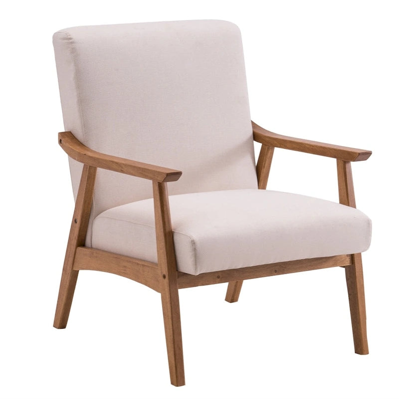 Sedia a sdraio/poltrona/sedia accento singola, schienale in legno massello, stile retrò semplice