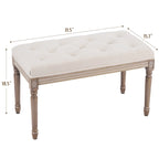 Panca imbottita CO-Z in stile vintage francese con struttura intagliata in legno massiccio