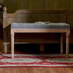 Panca imbottita CO-Z in stile vintage francese con struttura intagliata in legno massiccio
