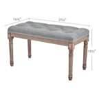 Panca imbottita CO-Z in stile vintage francese con struttura intagliata in legno massiccio