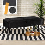 Caine Modern and Contemporary Velvet Wood Storage Bench