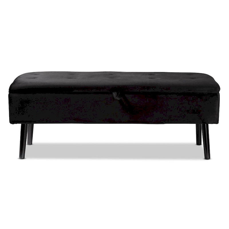 Caine Modern and Contemporary Velvet Wood Storage Bench