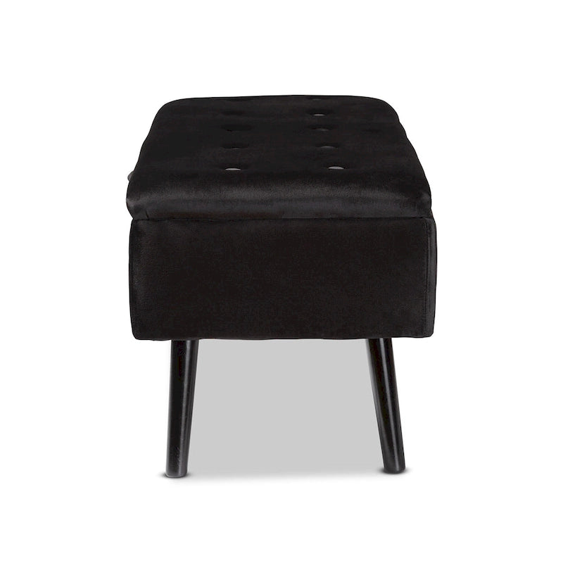 Caine Modern and Contemporary Velvet Wood Storage Bench