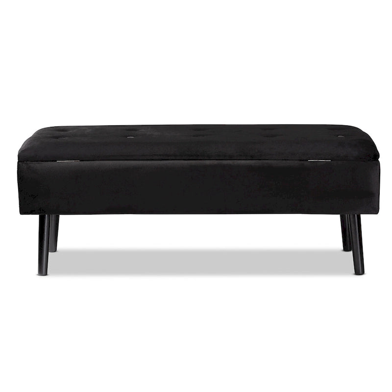 Caine Modern and Contemporary Velvet Wood Storage Bench