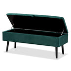 Caine Modern and Contemporary Velvet Wood Storage Bench