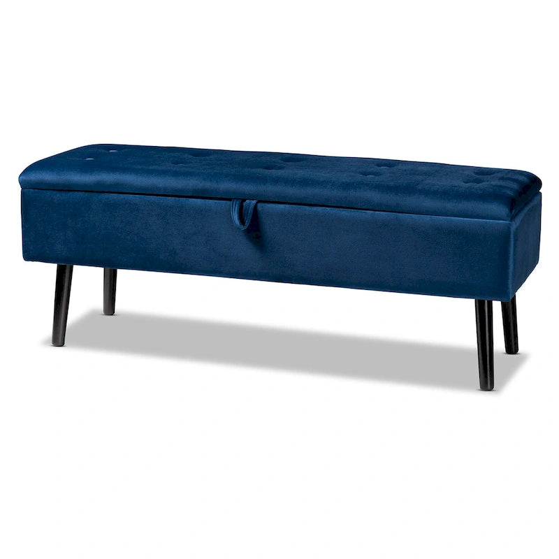 Caine Modern and Contemporary Velvet Wood Storage Bench