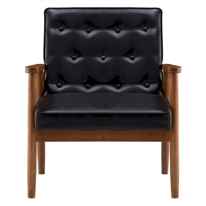 Retro Modern Faux Leather Chair Black