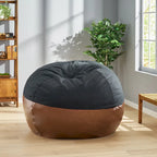 Ohnstad Modern 5 Foot Two Toned Fabric and Faux Leather Bean Bag by Christopher Knight Home