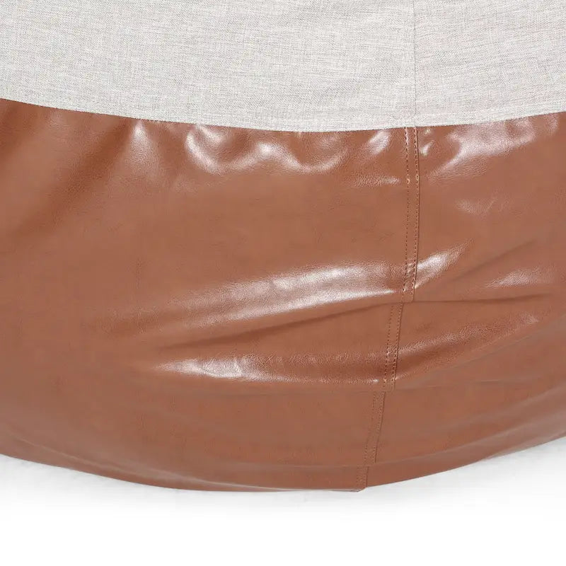 Ohnstad Modern 5 Foot Two Toned Fabric and Faux Leather Bean Bag by Christopher Knight Home