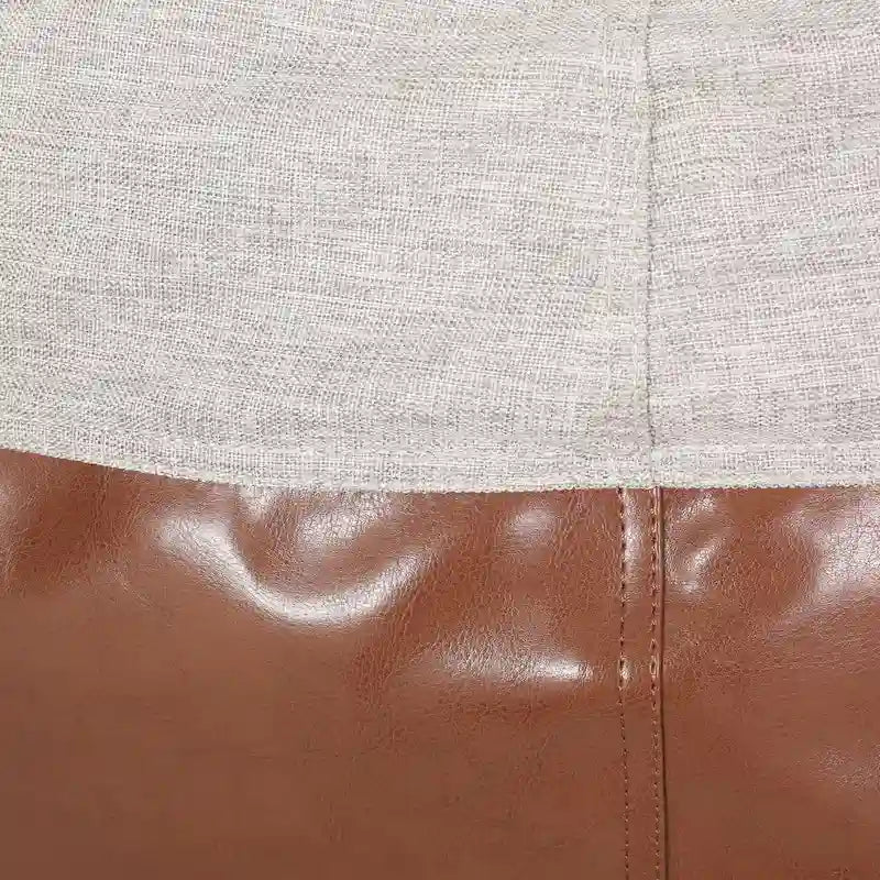 Ohnstad Modern 5 Foot Two Toned Fabric and Faux Leather Bean Bag by Christopher Knight Home