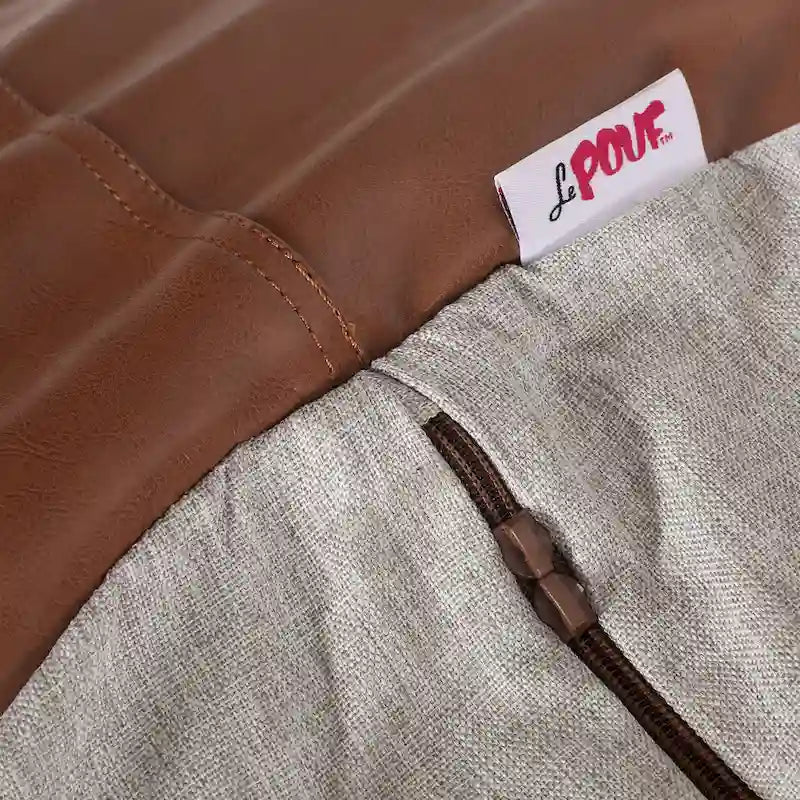 Ohnstad Modern 5 Foot Two Toned Fabric and Faux Leather Bean Bag by Christopher Knight Home