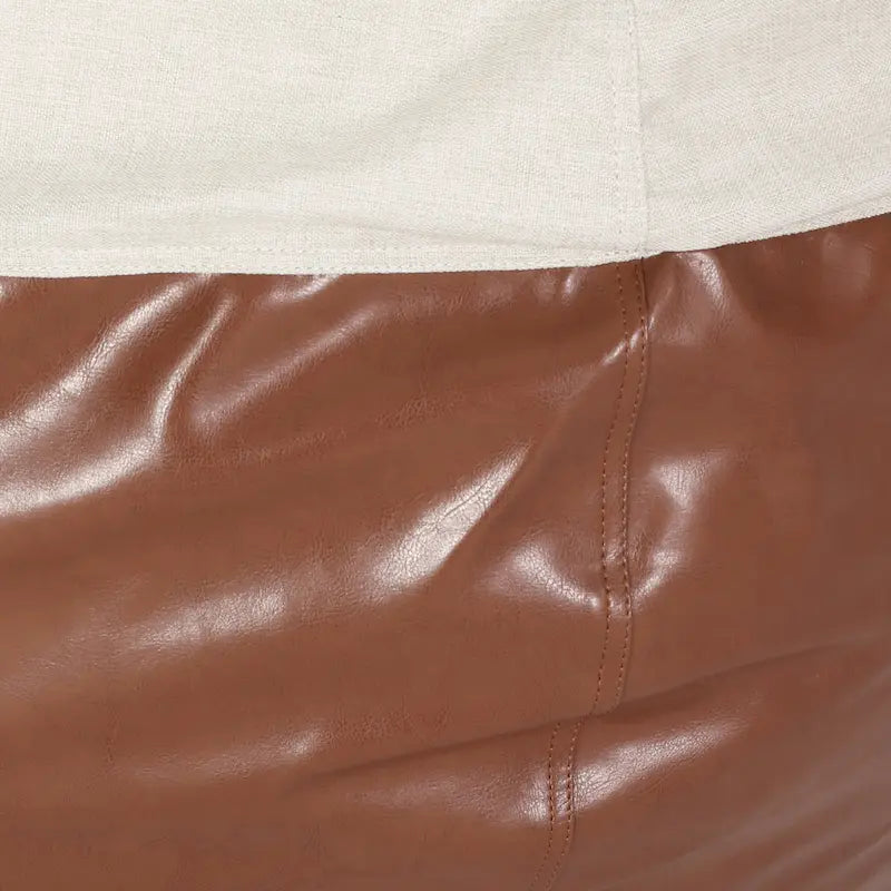 Ohnstad Modern 5 Foot Two Toned Fabric and Faux Leather Bean Bag by Christopher Knight Home