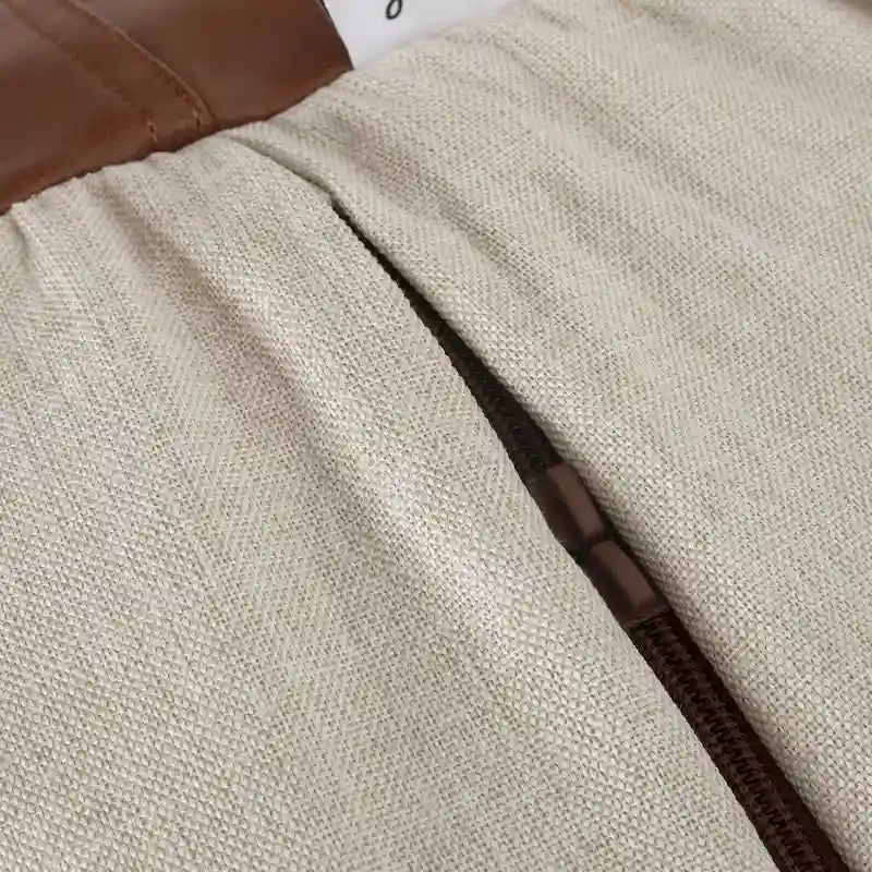 Ohnstad Modern 5 Foot Two Toned Fabric and Faux Leather Bean Bag by Christopher Knight Home