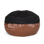 Ohnstad Modern 5 Foot Two Toned Fabric and Faux Leather Bean Bag by Christopher Knight Home