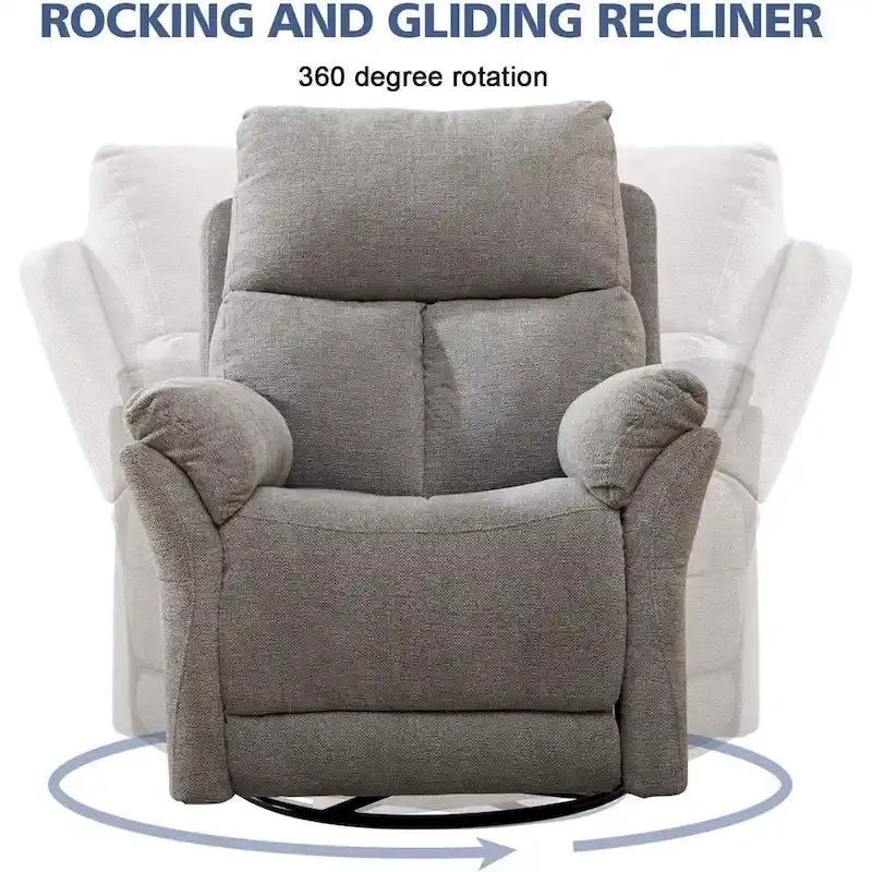 Fabric Overstuffed Swivel Rocker Manual Recliner Chair