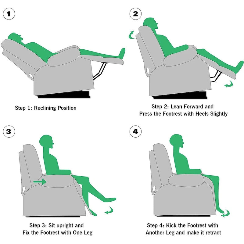 Fabric Overstuffed Swivel Rocker Manual Recliner Chair