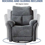 Fabric Overstuffed Swivel Rocker Manual Recliner Chair