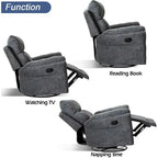 Fabric Overstuffed Swivel Rocker Manual Recliner Chair