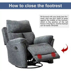 Fabric Overstuffed Swivel Rocker Manual Recliner Chair