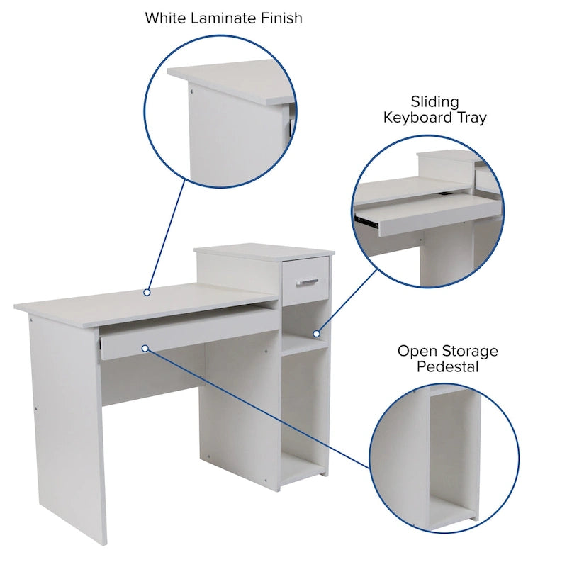 Computer Desk with Shelves and Drawer