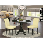 Set da tavolo da pranzo East West Furniture - un tavolo da cucina rotondo e sedie in similpelle Eggnog, nero (Opzioni pezzi)